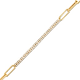 1 CT. T.W. Certified Diamond Double Row Paper Clip Chain Bracelet in 14K Gold (H/I1) - 7.25"