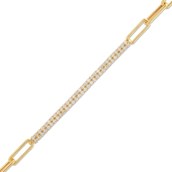 1 CT. T.w. Certified Diamond Double Row Paper Clip Chain Bracelet in 14K Gold (H/I1) - 7.25"