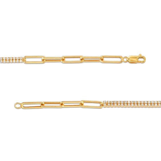 1 CT. T.w. Certified Diamond Double Row Paper Clip Chain Bracelet in 14K Gold (H/I1) - 7.25"