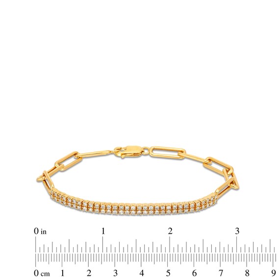 1 CT. T.w. Certified Diamond Double Row Paper Clip Chain Bracelet in 14K Gold (H/I1) - 7.25"
