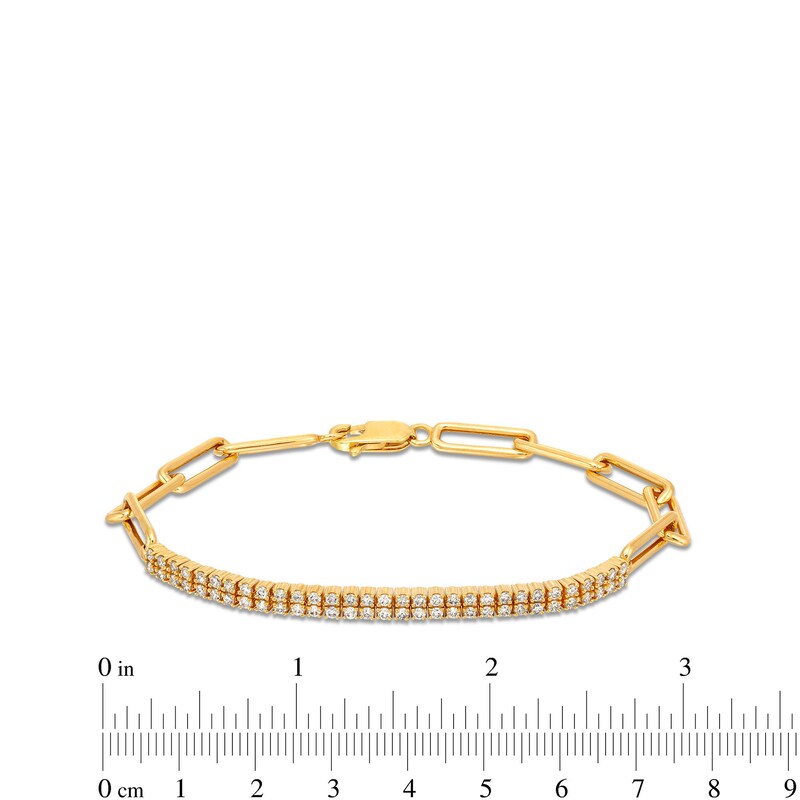 Main Image 4 of 1 CT. T.W. Certified Diamond Double Row Paper Clip Chain Bracelet in 14K Gold (H/I1) - 7.25"