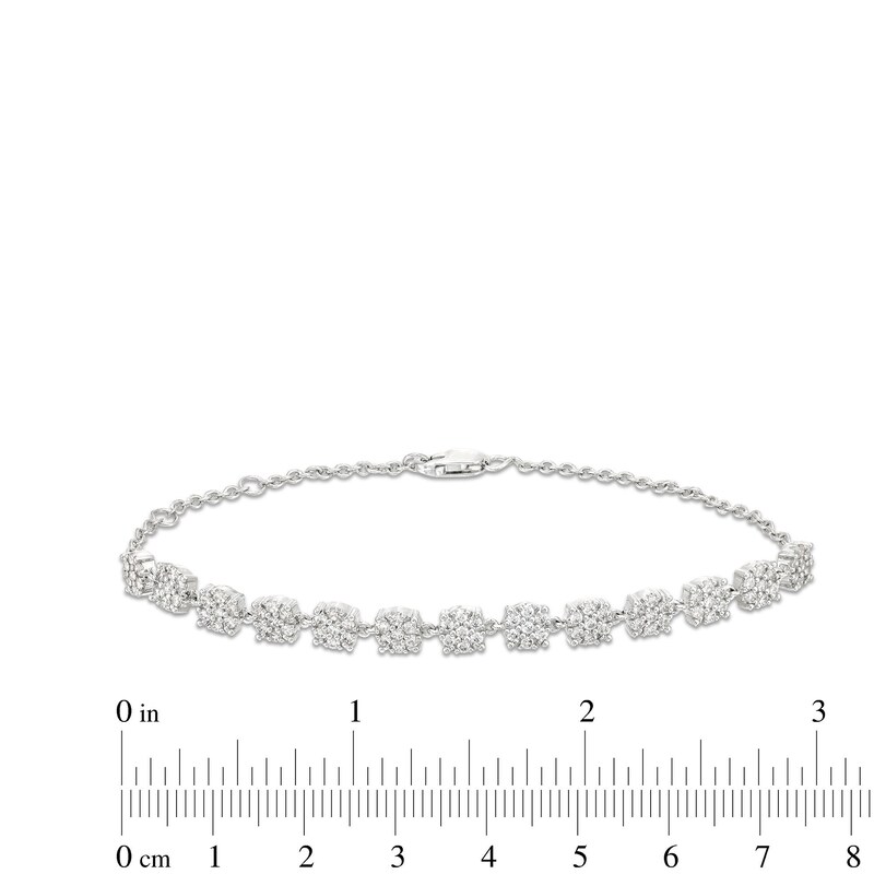 Main Image 4 of 1 CT. T.W. Certified Multi-Diamond Station Bracelet in 14K White Gold (H/I1)