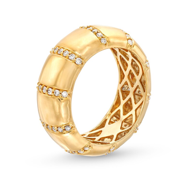 Main Image 3 of 1/2 CT. T.W. Certified Diamond Linear Multi-Row Dome Band in 14K Gold (H/I1)