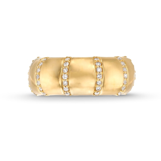 1/2 CT. T.w. Certified Diamond Linear Multi-Row Dome Band 14K Gold (H/I1)