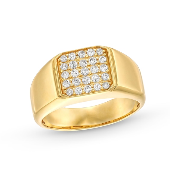 1/3 CT. T.w. Certified Diamond Five Row Signet Ring in 14K Gold (H/I1)