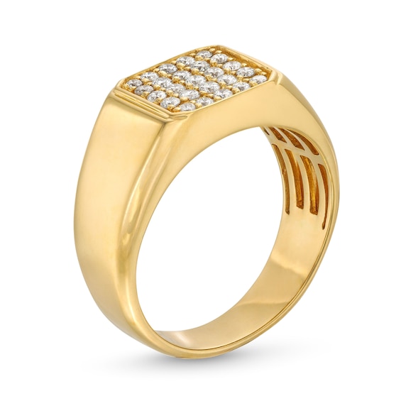 1/3 CT. T.w. Certified Diamond Five Row Signet Ring in 14K Gold (H/I1)