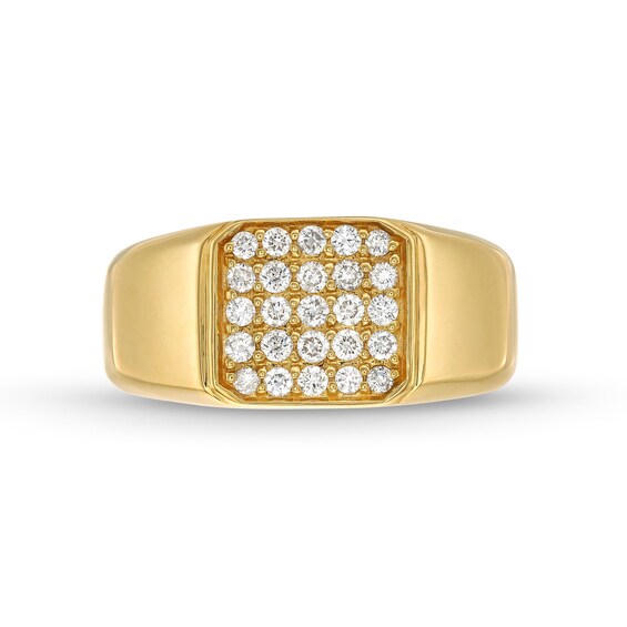 1/3 CT. T.w. Certified Diamond Five Row Signet Ring in 14K Gold (H/I1)