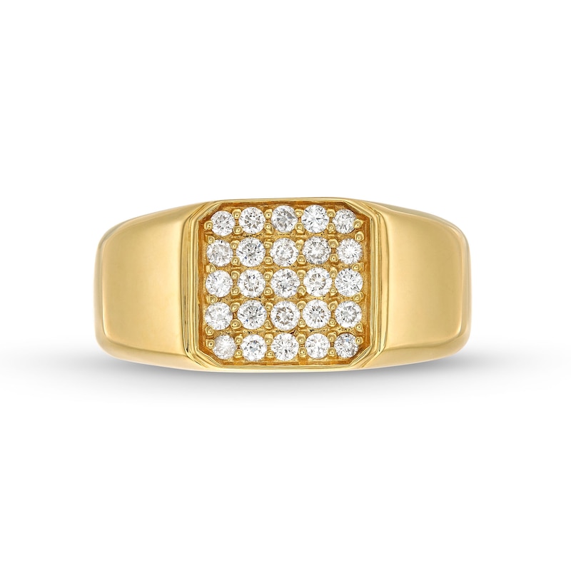 Main Image 4 of 1/3 CT. T.W. Certified Diamond Five Row Signet Ring in 14K Gold (H/I1)