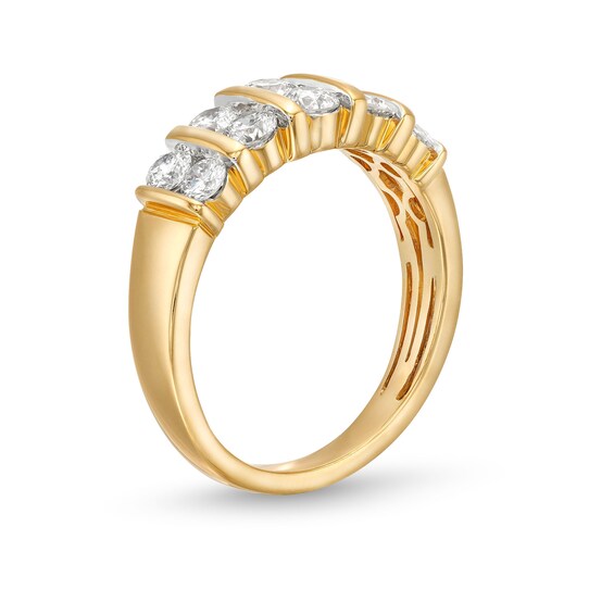 1 CT. T.w. Certified Diamond Ten Stone Double Row Ring in 14K Gold (H/I1)