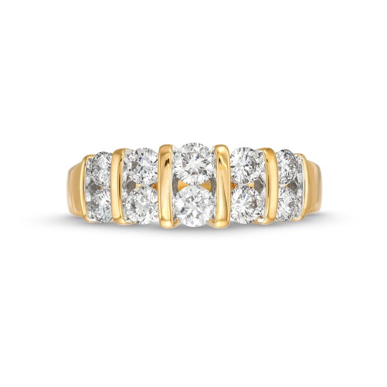 1 CT. T.w. Certified Diamond Ten Stone Double Row Ring in 14K Gold (H/I1)