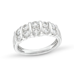1 CT. T.W. Certified Diamond Ten Stone Double Row Ring in 14K White Gold (H/I1)