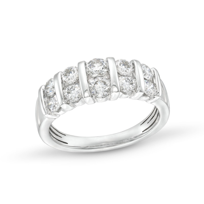 Main Image 1 of 1 CT. T.W. Certified Diamond Ten Stone Double Row Ring in 14K White Gold (H/I1)