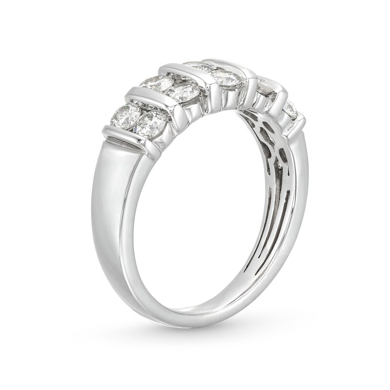 Main Image 3 of 1 CT. T.W. Certified Diamond Ten Stone Double Row Ring in 14K White Gold (H/I1)