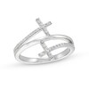 Thumbnail Image 1 of 1/6 CT. T.W. Diamond Double Cross Wrap Ring in 10K White Gold