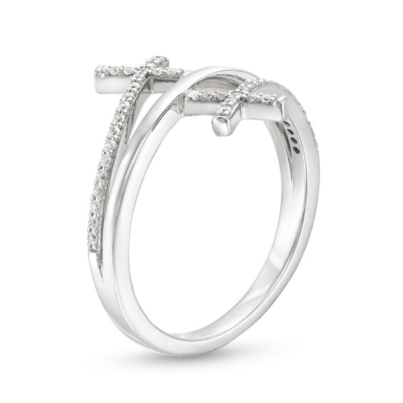 1/6 CT. T.w. Diamond Double Cross Wrap Ring 10K White Gold