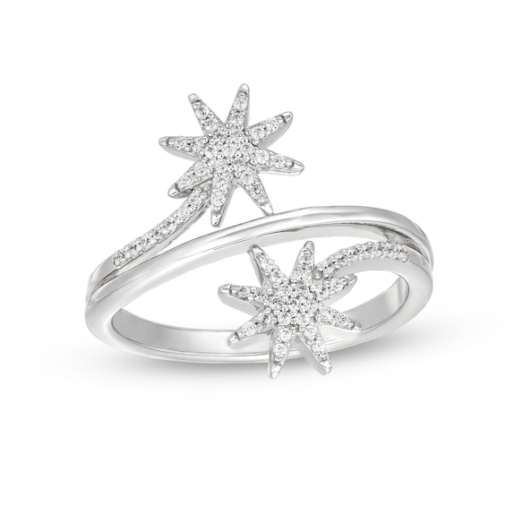 1/5 CT. T.w. Diamond Double Star Wrap Ring in 10K White Gold