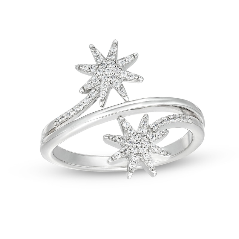 Main Image 1 of 1/5 CT. T.W. Diamond Double Star Wrap Ring in 10K White Gold
