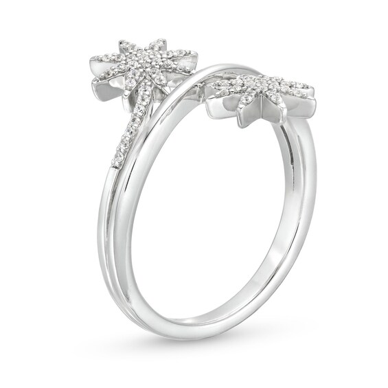 1/5 CT. T.w. Diamond Double Star Wrap Ring in 10K White Gold