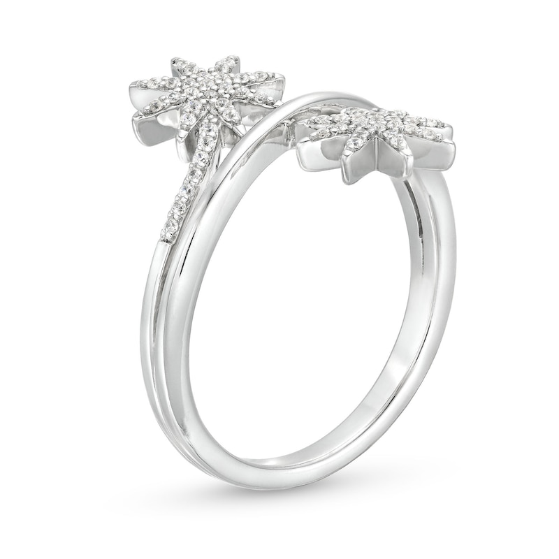 Main Image 3 of 1/5 CT. T.W. Diamond Double Star Wrap Ring in 10K White Gold