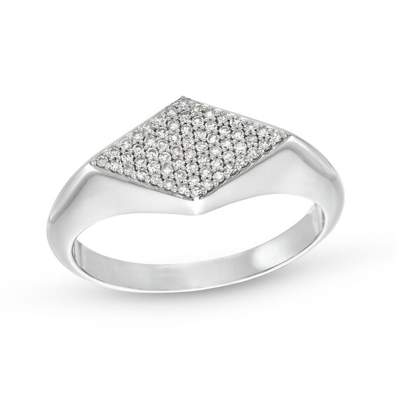 1/5 CT. T.w. Diamond Rhombus Signet Ring in Sterling Silver