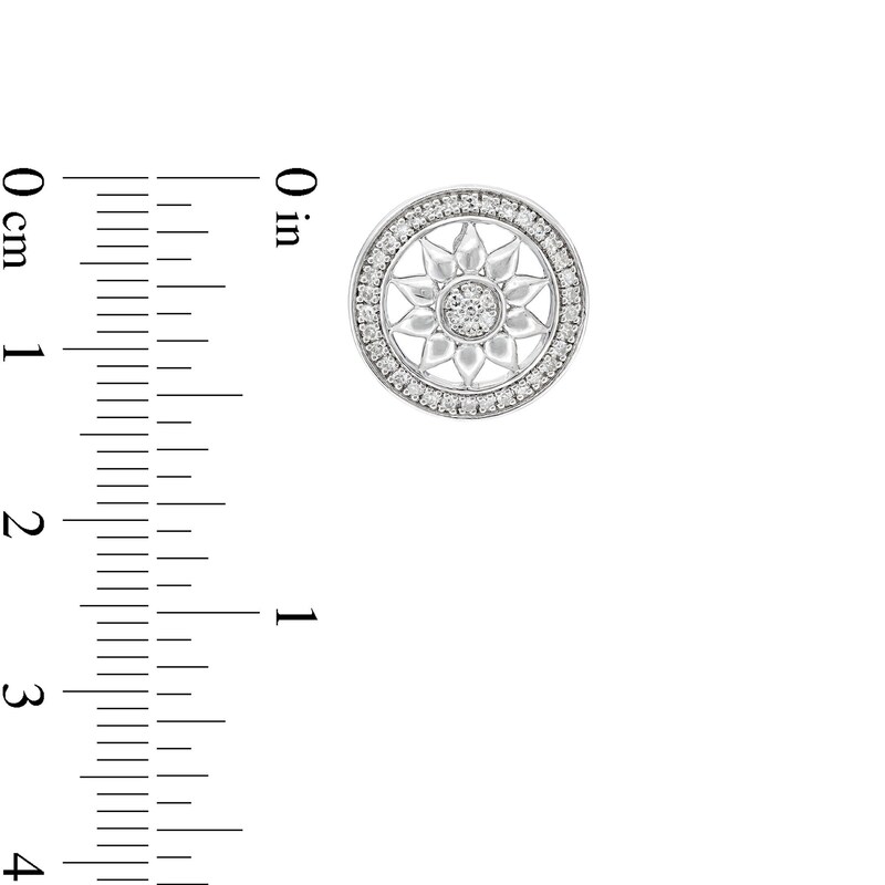 Main Image 3 of 1/4 CT. T.W. Diamond Circle Frame Sunflower Stud Earrings in Sterling Silver