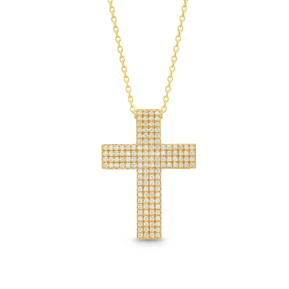 1 CT. T.w. Certified Diamond Multi-Row Cross Pendant in 14K Gold (H/I1)