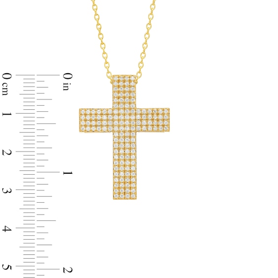 1 CT. T.w. Certified Diamond Multi-Row Cross Pendant in 14K Gold (H/I1)