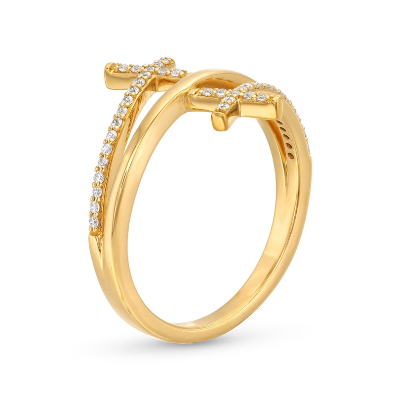 Main Image 3 of 1/6 CT. T.W. Diamond Double Cross Wrap Ring in 10K Gold