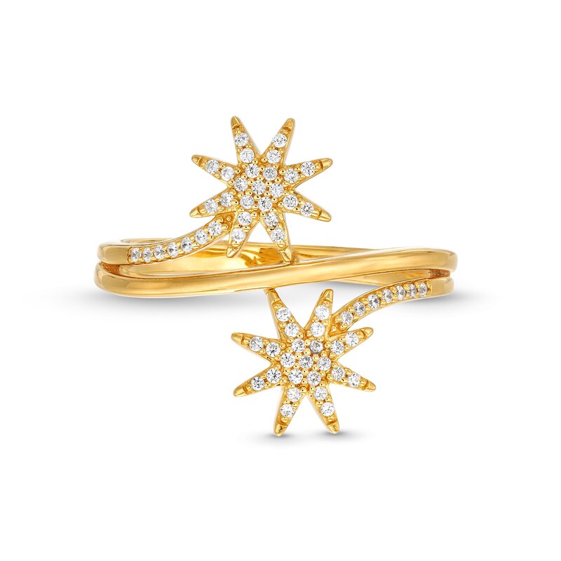 Main Image 4 of 1/5 CT. T.W. Diamond Double Sun Wrap Ring in 10K Gold