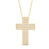 Thumbnail Image 1 of 3 CT. T.W. Certified Diamond Triple Row Cross Pendant in 14K Gold (H/I1)
