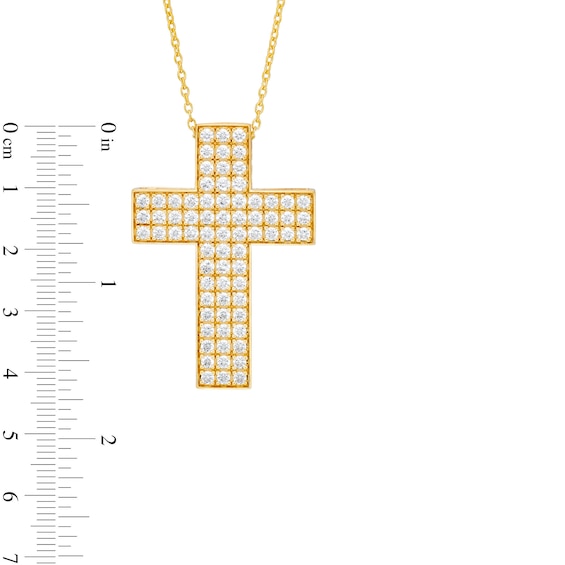 3 CT. T.w. Certified Diamond Triple Row Cross Pendant in 14K Gold (H/I1)