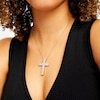 Thumbnail Image 2 of 3 CT. T.W. Certified Diamond Double Row Cross Pendant in 14K Gold (H/I1)