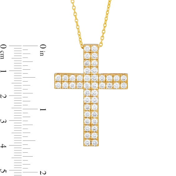 3 CT. T.w. Certified Diamond Double Row Cross Pendant in 14K Gold (H/I1)