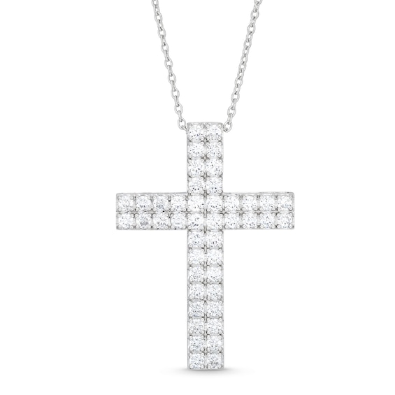 3 CT. T.w. Certified Diamond Double Row Cross Pendant in 14K Gold (H/I1