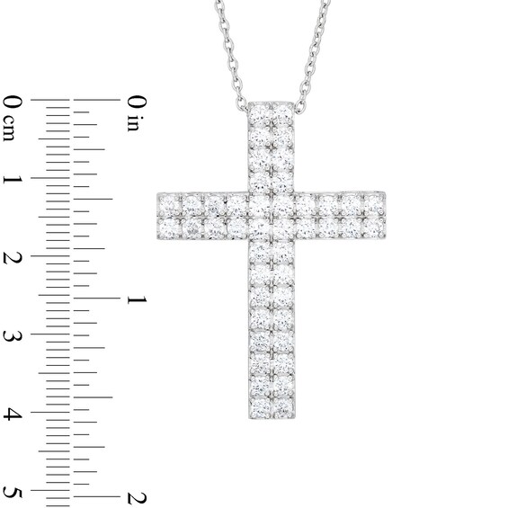 3 CT. T.w. Certified Diamond Double Row Cross Pendant in 14K Gold (H/I1