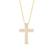 Thumbnail Image 1 of 1 CT. T.W. Certified Diamond Double Row Cross Pendant in 14K Gold (H/I1)