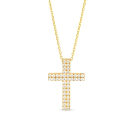 1 CT. T.W. Certified Diamond Double Row Cross Pendant in 14K Gold (H/I1)
