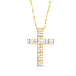 2 CT. T.W. Certified Diamond Double Row Cross Pendant in 14K Gold (H/I1)