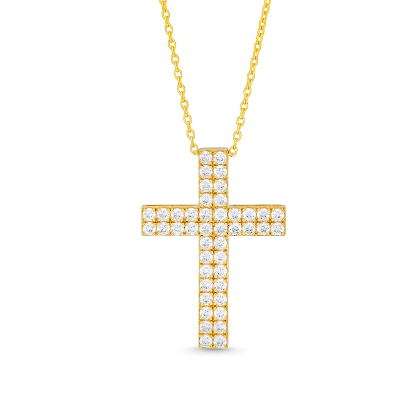 Main Image 1 of 2 CT. T.W. Certified Diamond Double Row Cross Pendant in 14K Gold (H/I1)