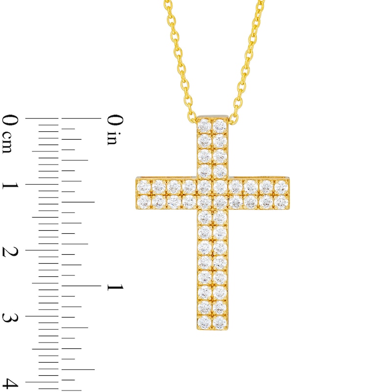Main Image 4 of 2 CT. T.W. Certified Diamond Double Row Cross Pendant in 14K Gold (H/I1)