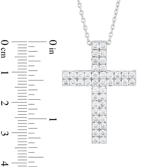 2 CT. T.w. Certified Diamond Double Row Cross Pendant in 14K White Gold (H/I1)
