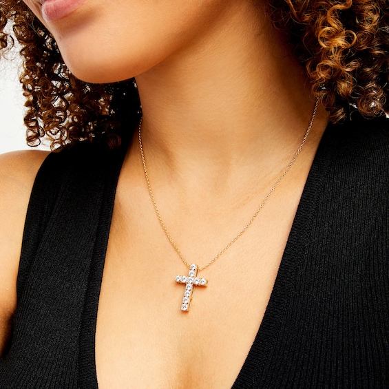 2 CT. T.w. Certified Diamond Cross Pendant in 14K Gold (H/I1)