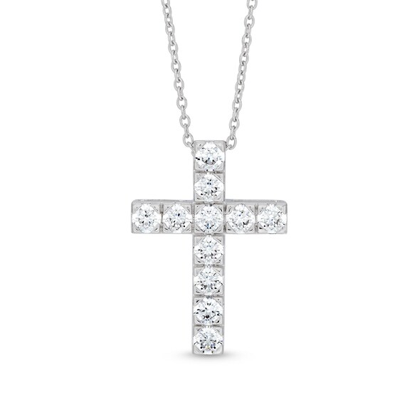 3 CT. T.w. Certified Diamond Cross Pendant in 14K White Gold (H/I1)