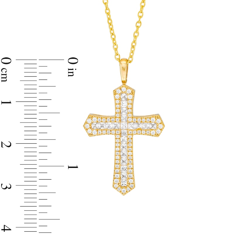 Main Image 4 of 1 CT. T.W. Certified Diamond Edge Gothic-Style Cross Pendant in 14K Gold (H/I1)