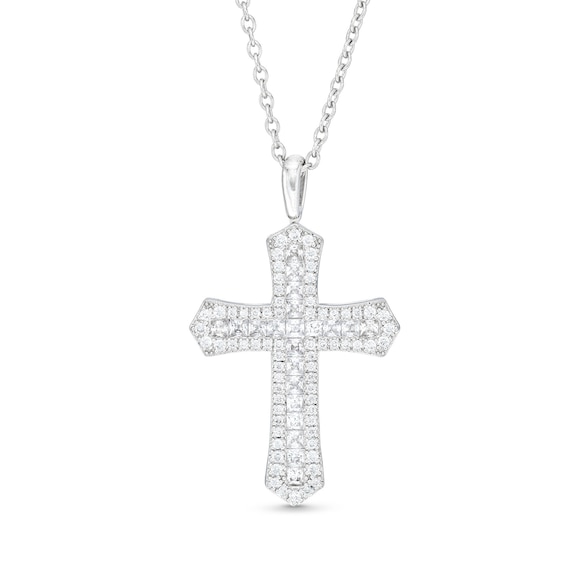 1 CT. T.w. Certified Diamond Edge Gothic-Style Cross Pendant in 14K White Gold (H/I1)