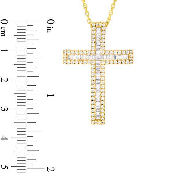 1 CT. T.w. Certified Diamond Edge Cross Pendant in 14K Gold (H/I1)