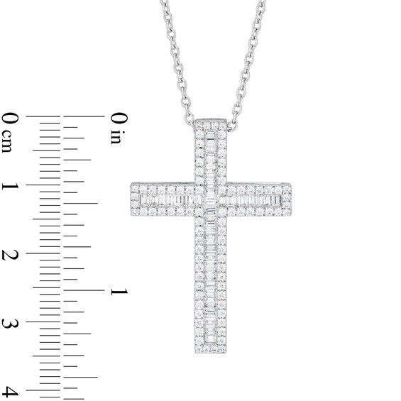 1 CT. T.w. Certified Diamond Edge Cross Pendant in 14K White Gold (H/I1)