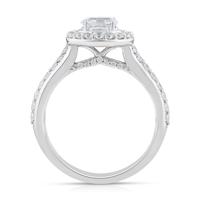 Main Image 4 of Sideways 1 CT. T.W. Oval Diamond Frame Engagement Ring in 14K White Gold