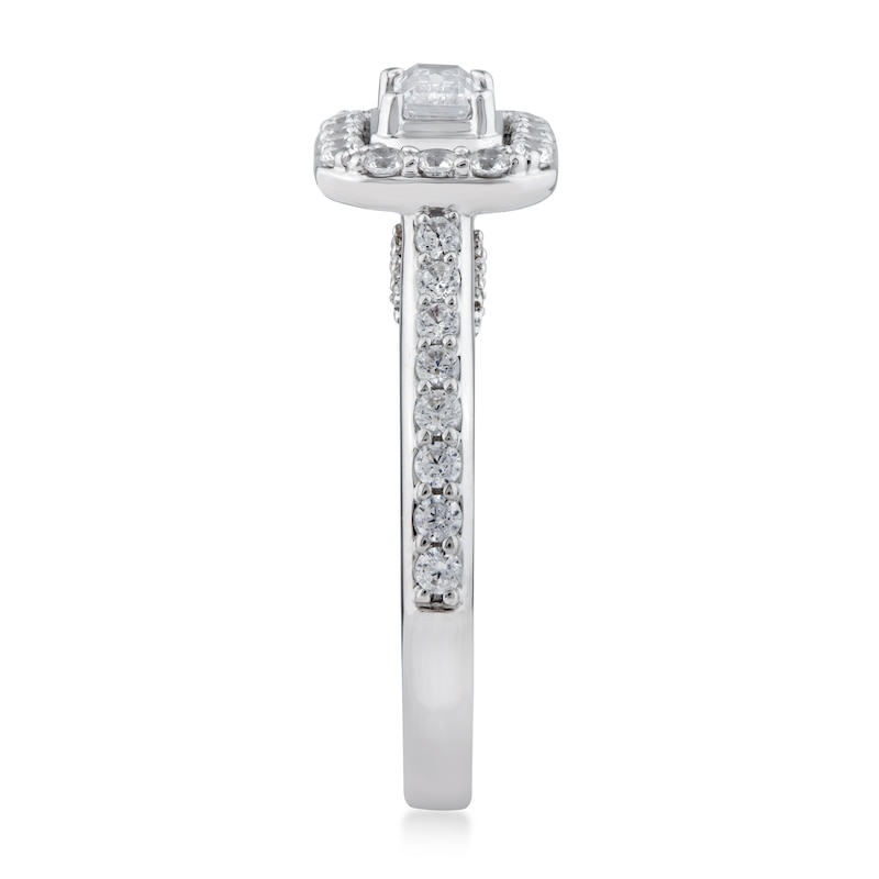 Main Image 3 of Sideways 1 CT. T.W. Emerald-Cut Diamond Frame Engagement Ring in 14K White Gold