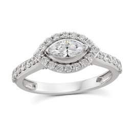 Sideways 1 CT. T.W. Marquise Diamond Frame Engagement Ring in 14K White Gold